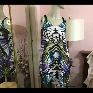Swim Coverup Racerback Tropical Lined XS